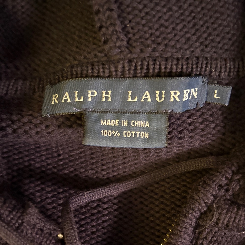 Ralph Lauren Blue Label Sweater Women’s L Hood Cotton Preppy Knit‎ Coastal - Picture 9 of 11
